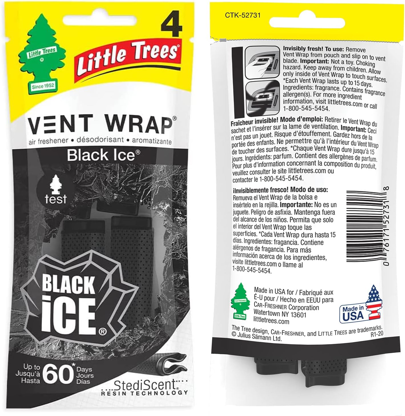little tree fba ctk5223124 vent wrap black ice, h18 x w2 x d7.5 cm