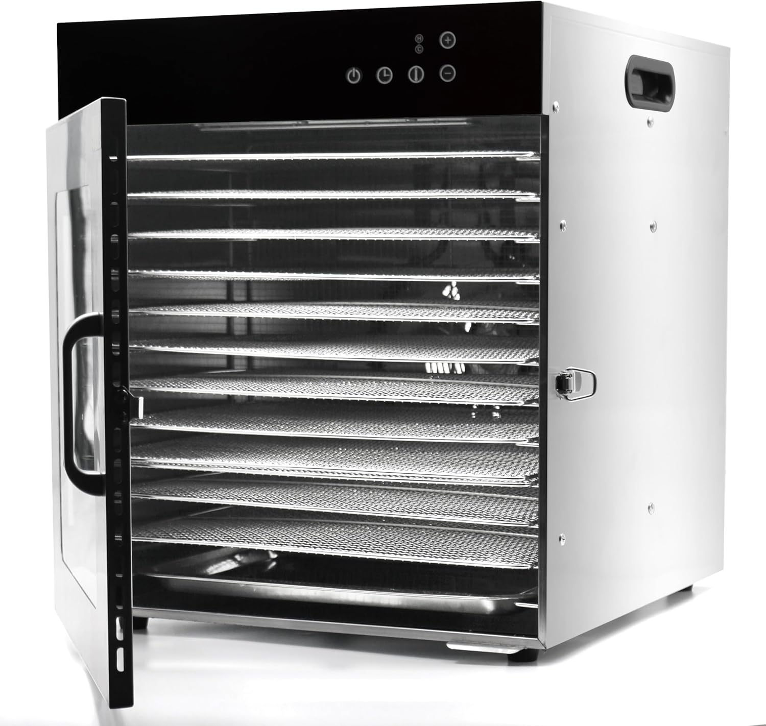 grace commercial food dehydrator machine 12 tray 1000w digital adjustable timer and temperature control dryer for jerky, herb, meat, beef, fruit and to dry vegetables stainless steel
