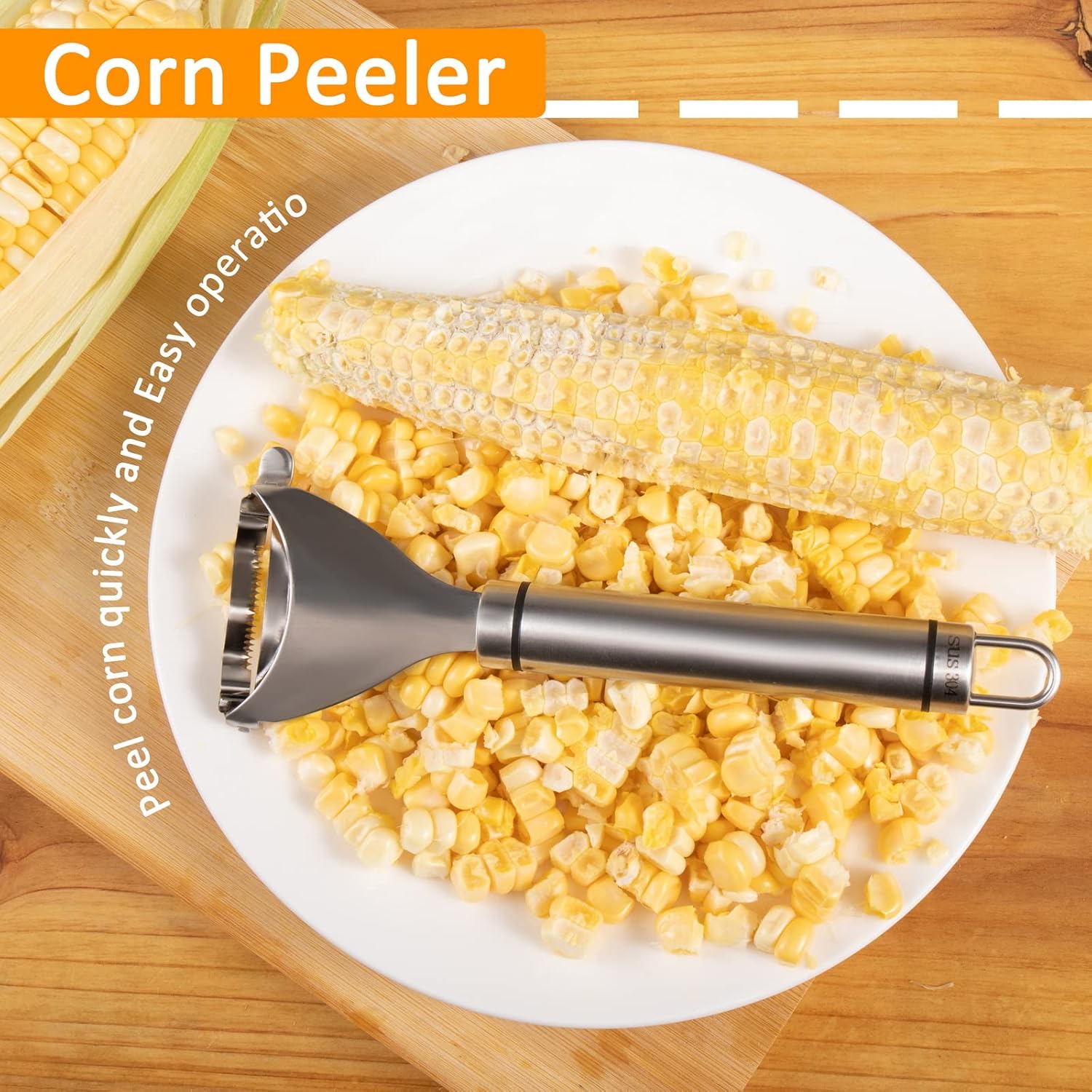 mooshion deluxe corn stripper,corn cob peeler corn remover corn kerneler with stainless steel blades and hand protector