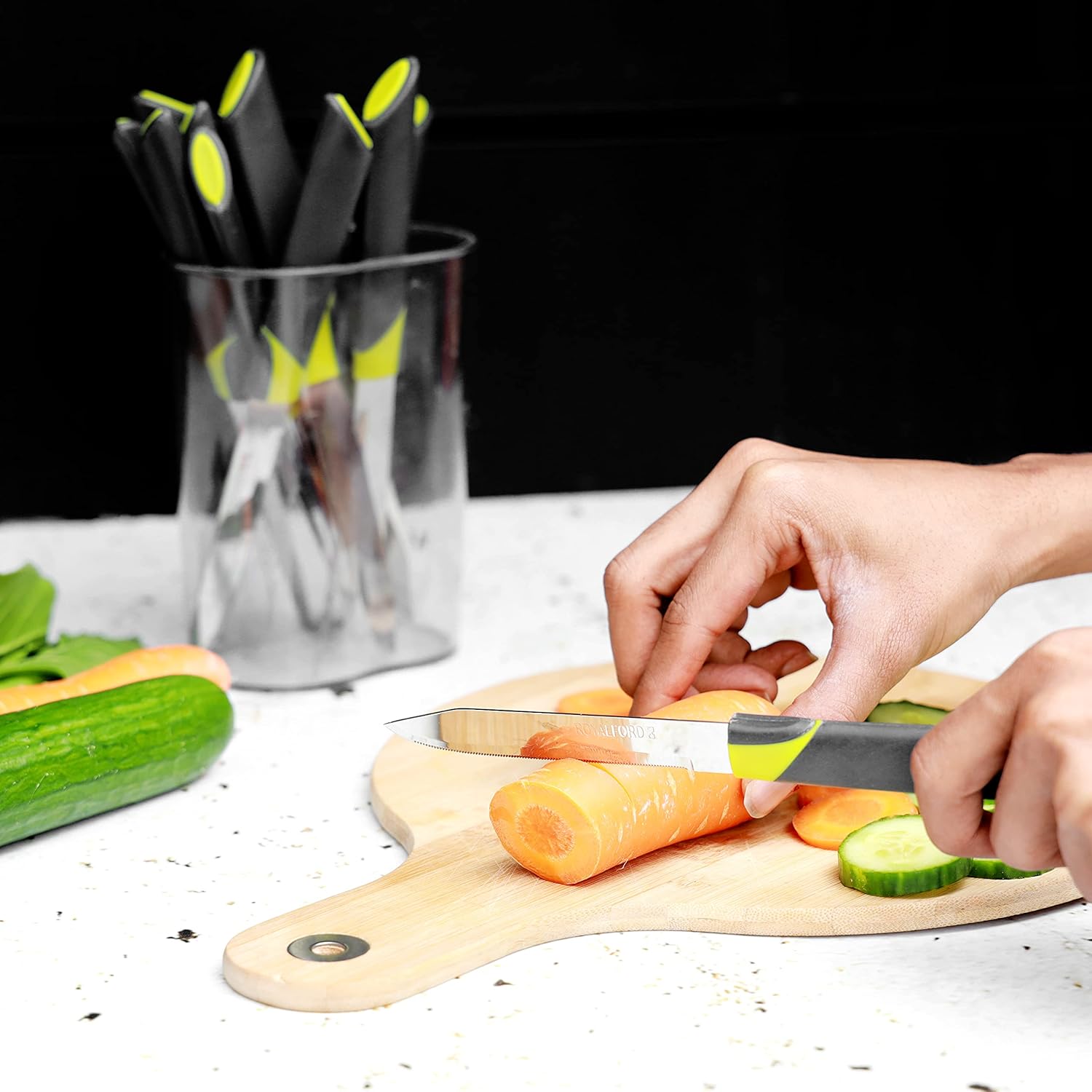 royalford rf4137gry 12pcs fruit knife set stainless steel fruit knife set razor sharp blades ultra sharp cooking knives, perfect for carving & chopping