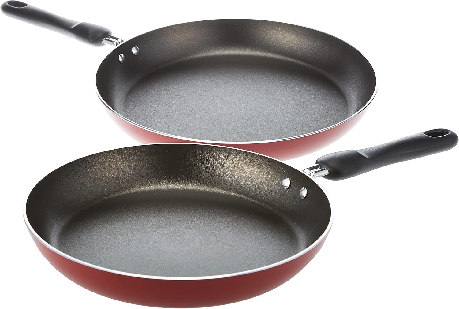 prestige aluminum twin frypan set, 2 pieces, red