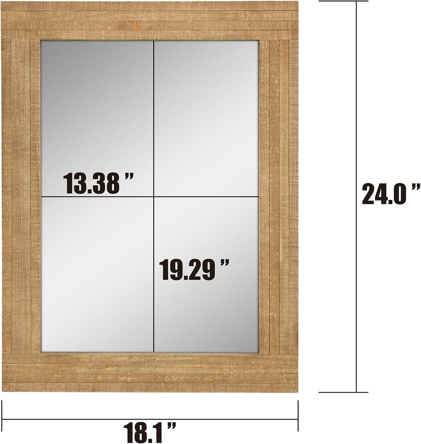 stonebriar rectangle natural wood hanging wall mirror, medium, brown