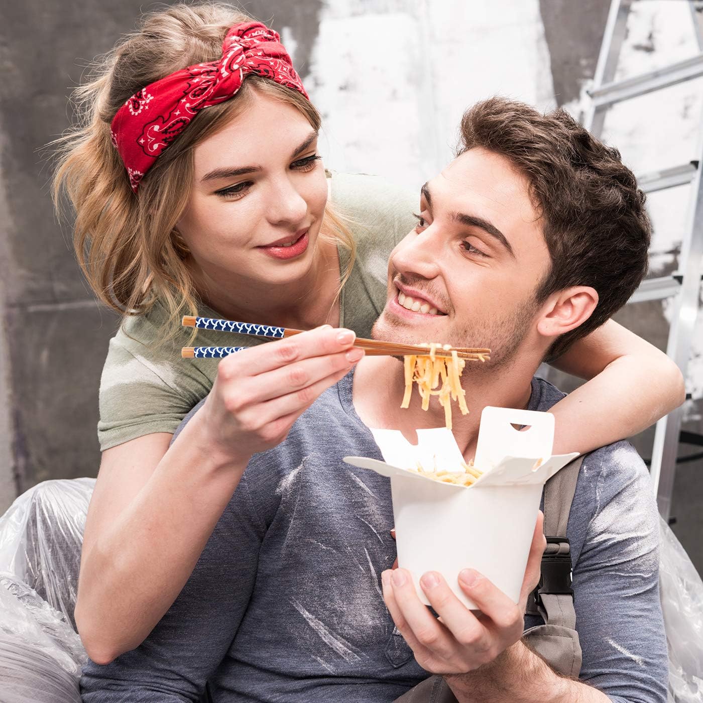 antner 5 pairs natural bamboo chopsticks reusable classic japanese style chop sticks gift sets, dishwasher safe, 8.8 inch/22.5cm