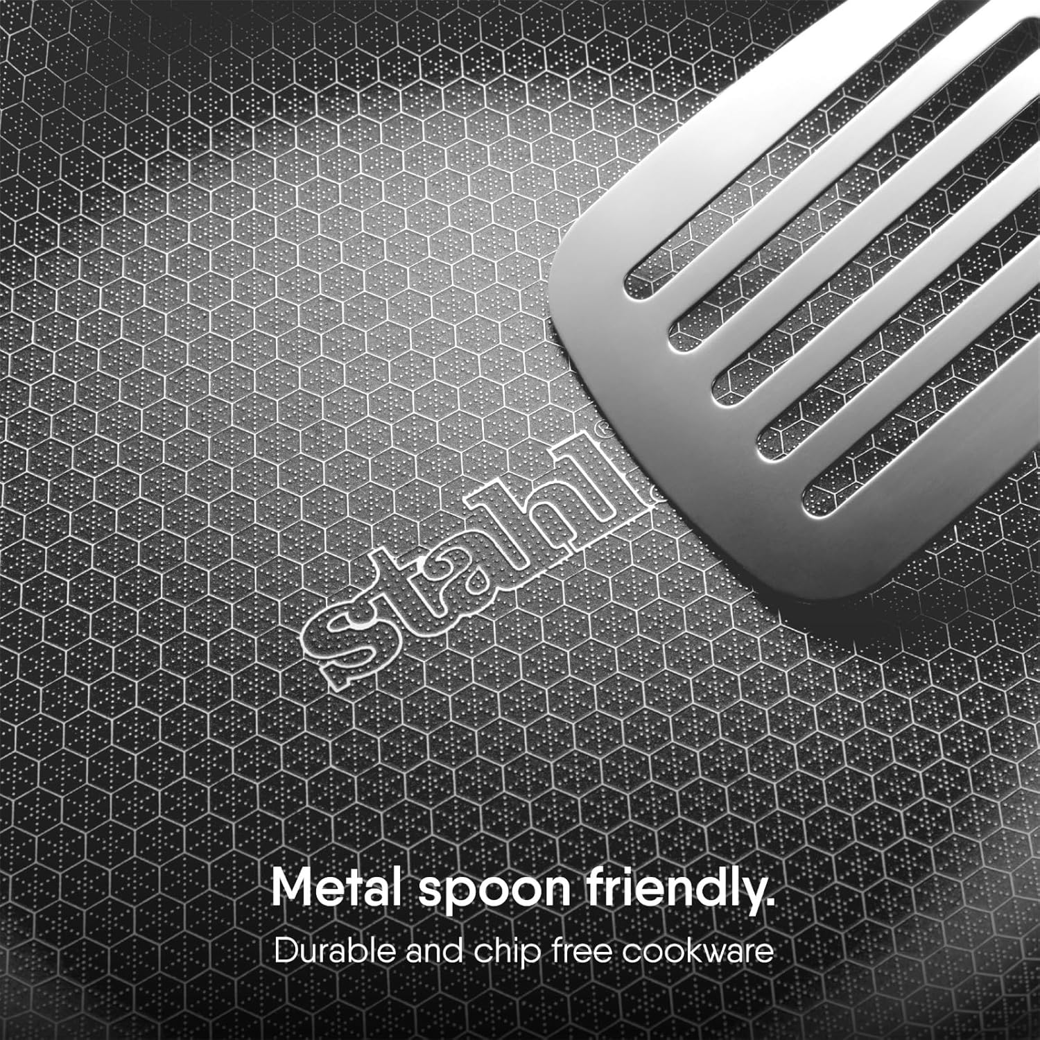 stahl artisan hybrid triply non stick kadai with lid, stainless steel kadai for cooking, triply kadhai metal spatula friendly, induction & gas stove compatible, 2 l, 22 cm