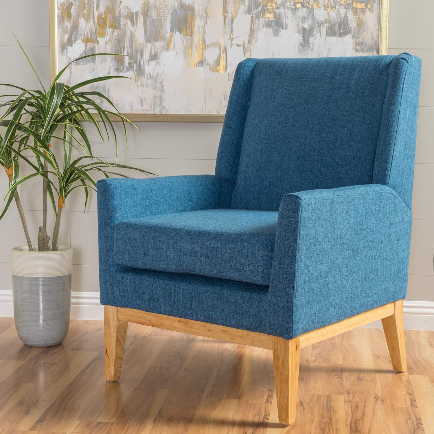christopher knight home archibald | mid century modern fabric accent chair | in blue
