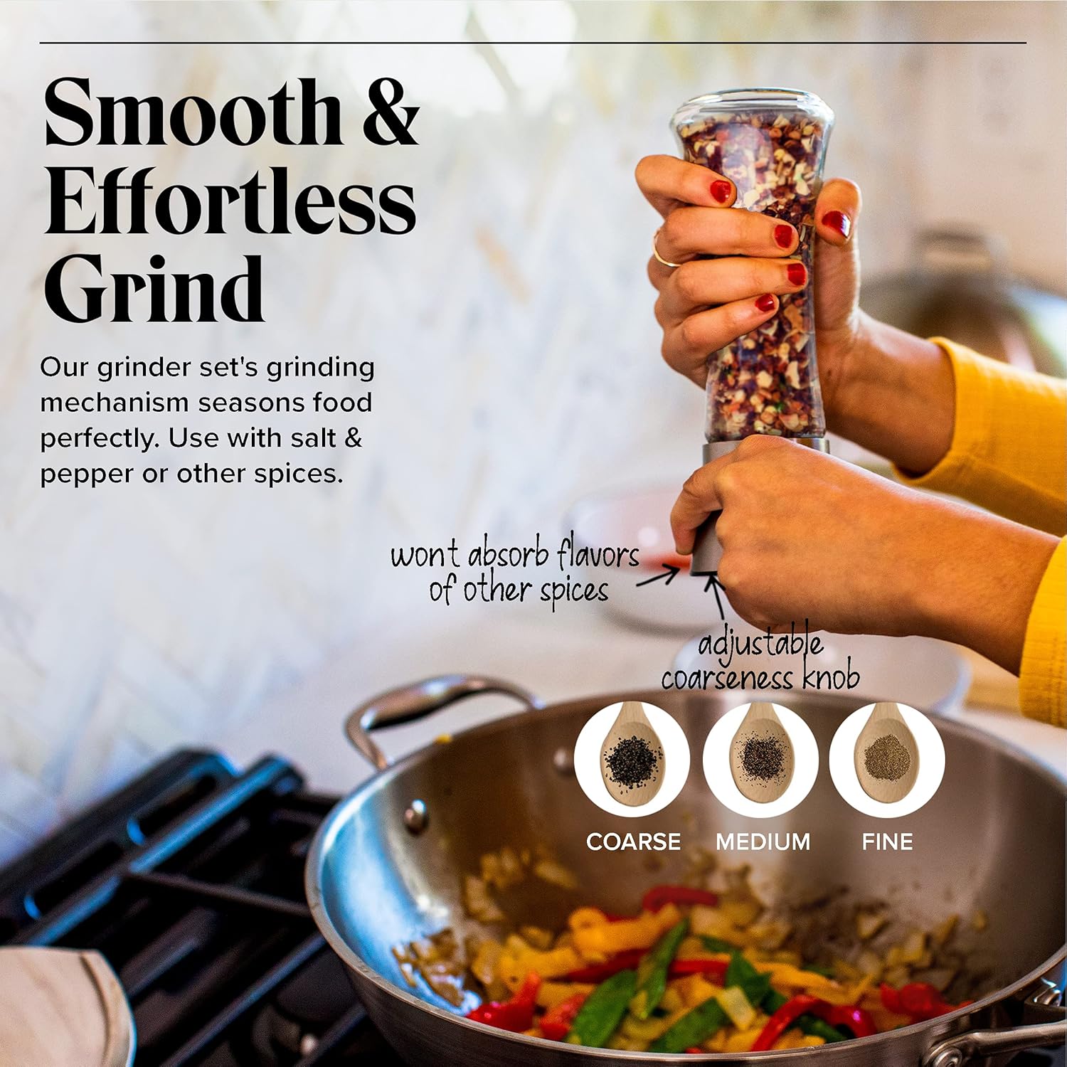 willow & everett salt and pepper grinder set stainless steel refillable salt & peppercorn shakers