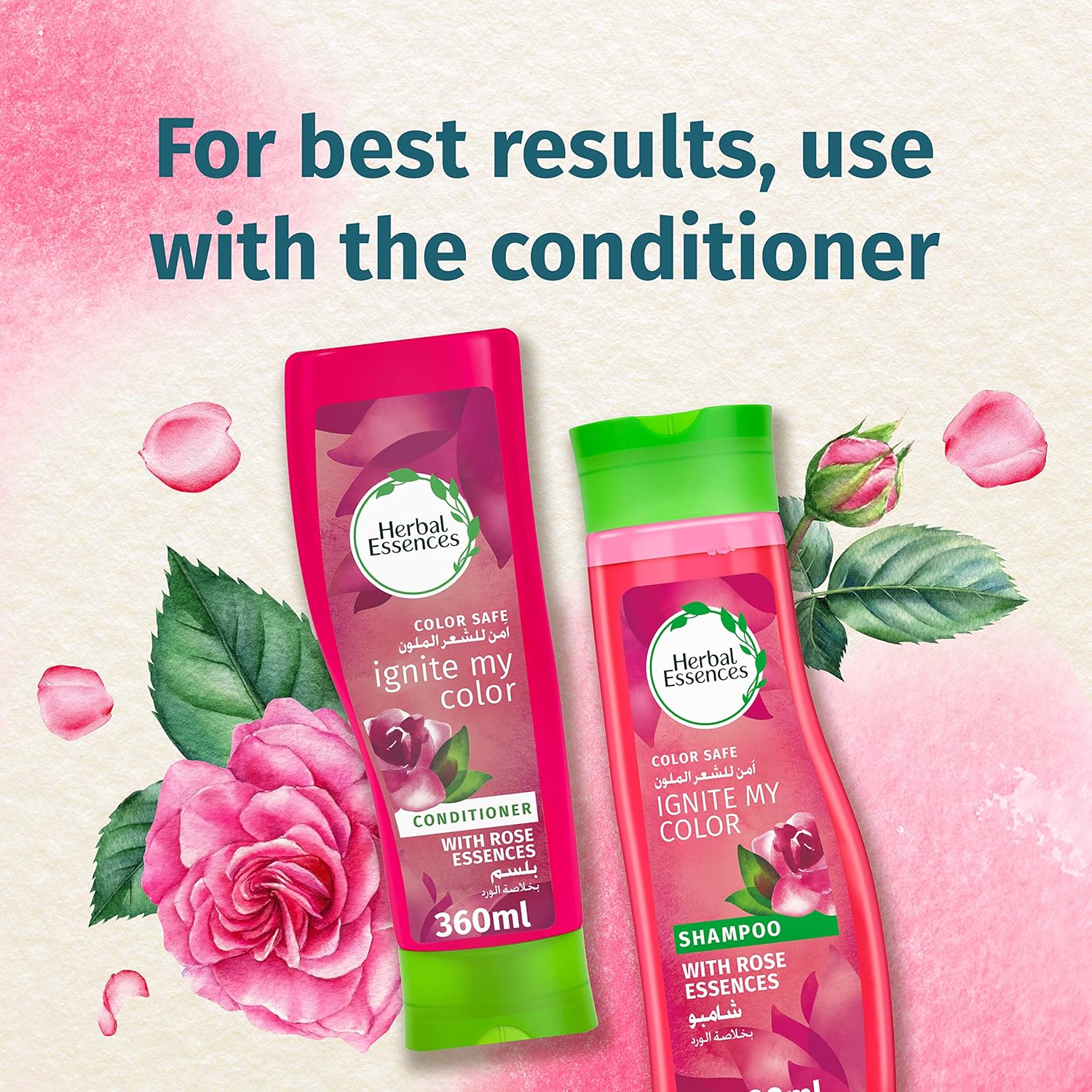 herbal essences ignite my color vibrant color shampoo with rose essences for colored hair, 400 ml
