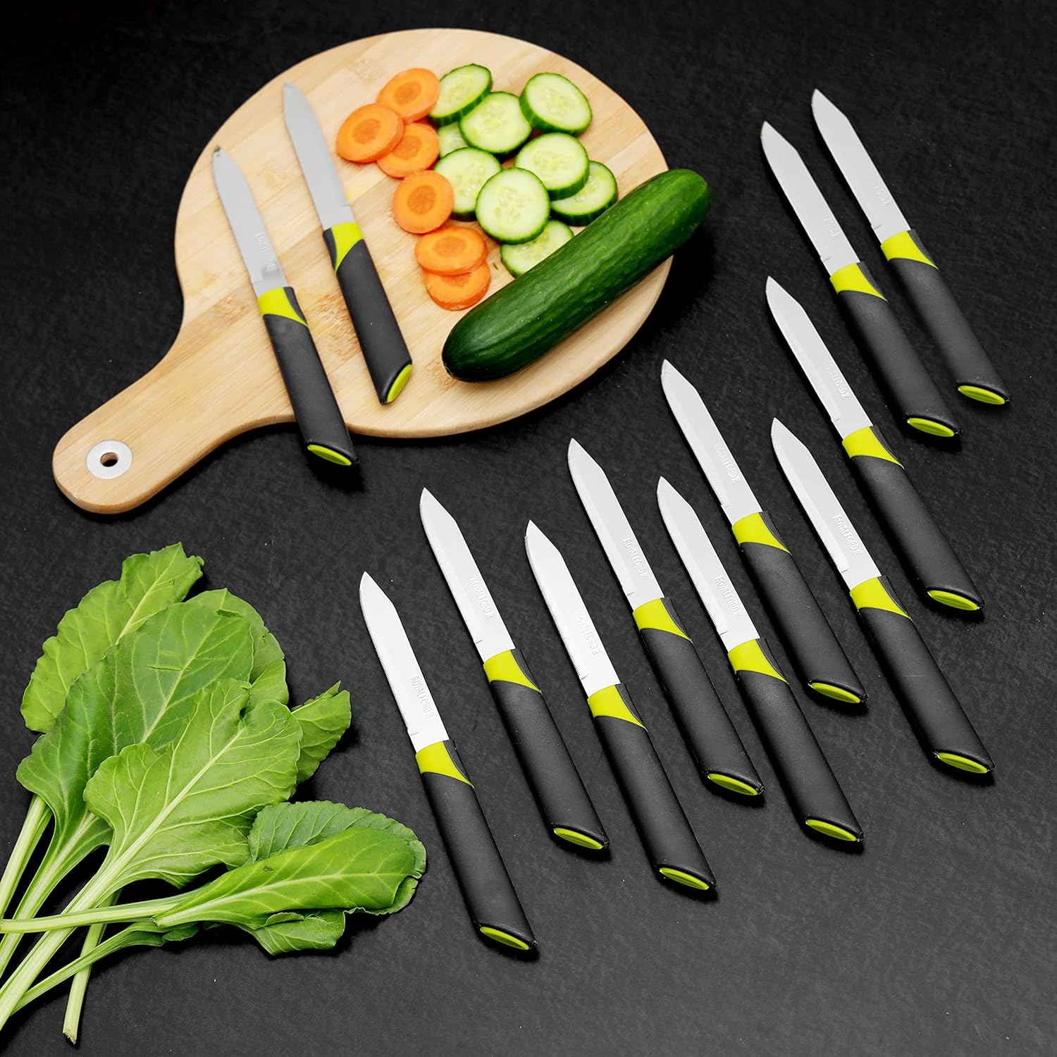 royalford rf4137gry 12pcs fruit knife set stainless steel fruit knife set razor sharp blades ultra sharp cooking knives, perfect for carving & chopping