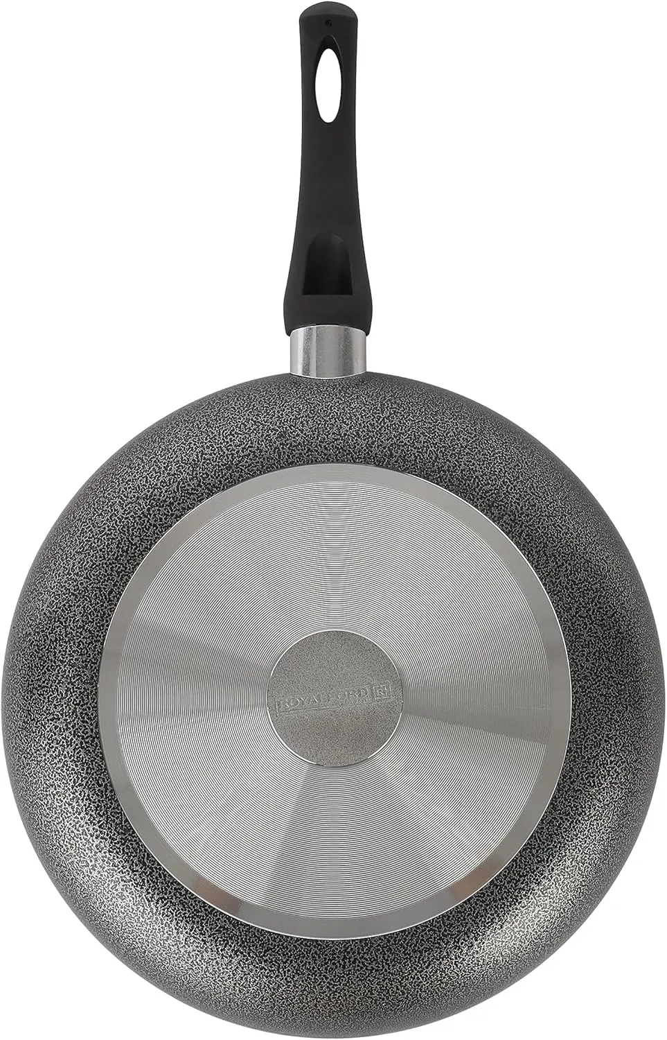 Royalford Aluminum Fry Pan With Tempered Glass Lid, Strong Body Non-Stick Coating And Bakelite Handle Grey 24 CM RF11976