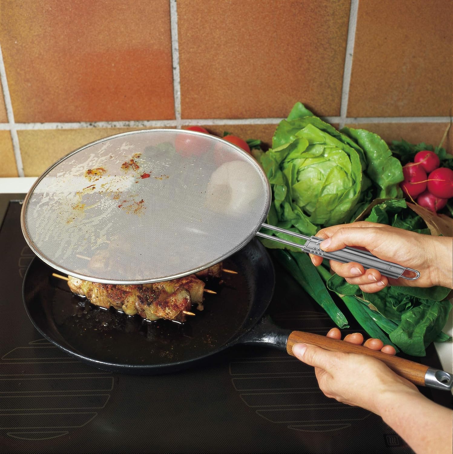 fackelmann stainless steel splatter screen, silver, 40478