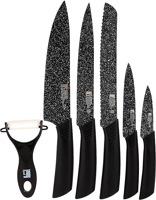 bergner bergamo 6 pcs knife set box, stainless steel, black, bg9080mbb