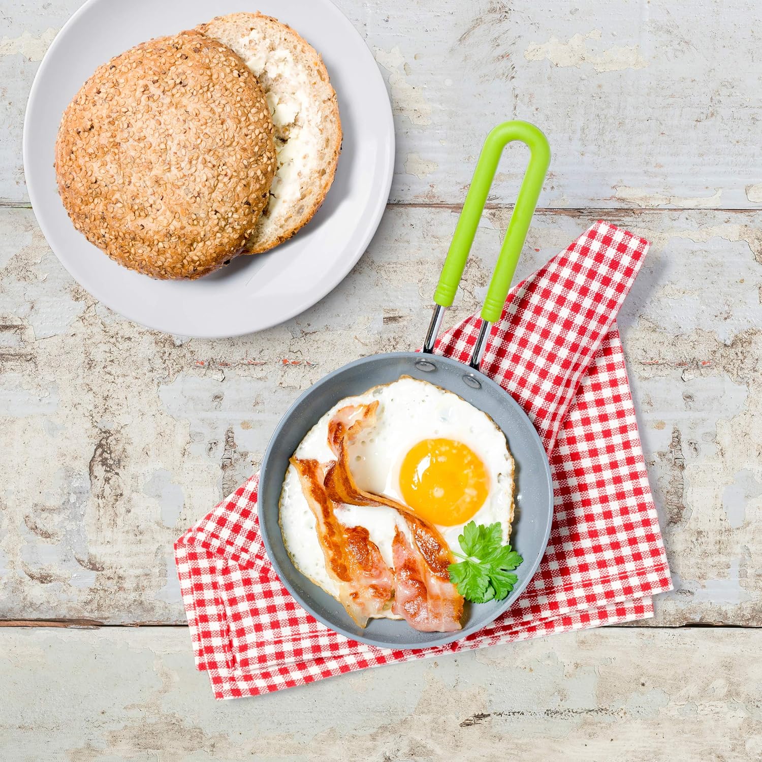 greenpan ceramic non stick mini round egg pan, 5", grey 5" gray cw001359 017