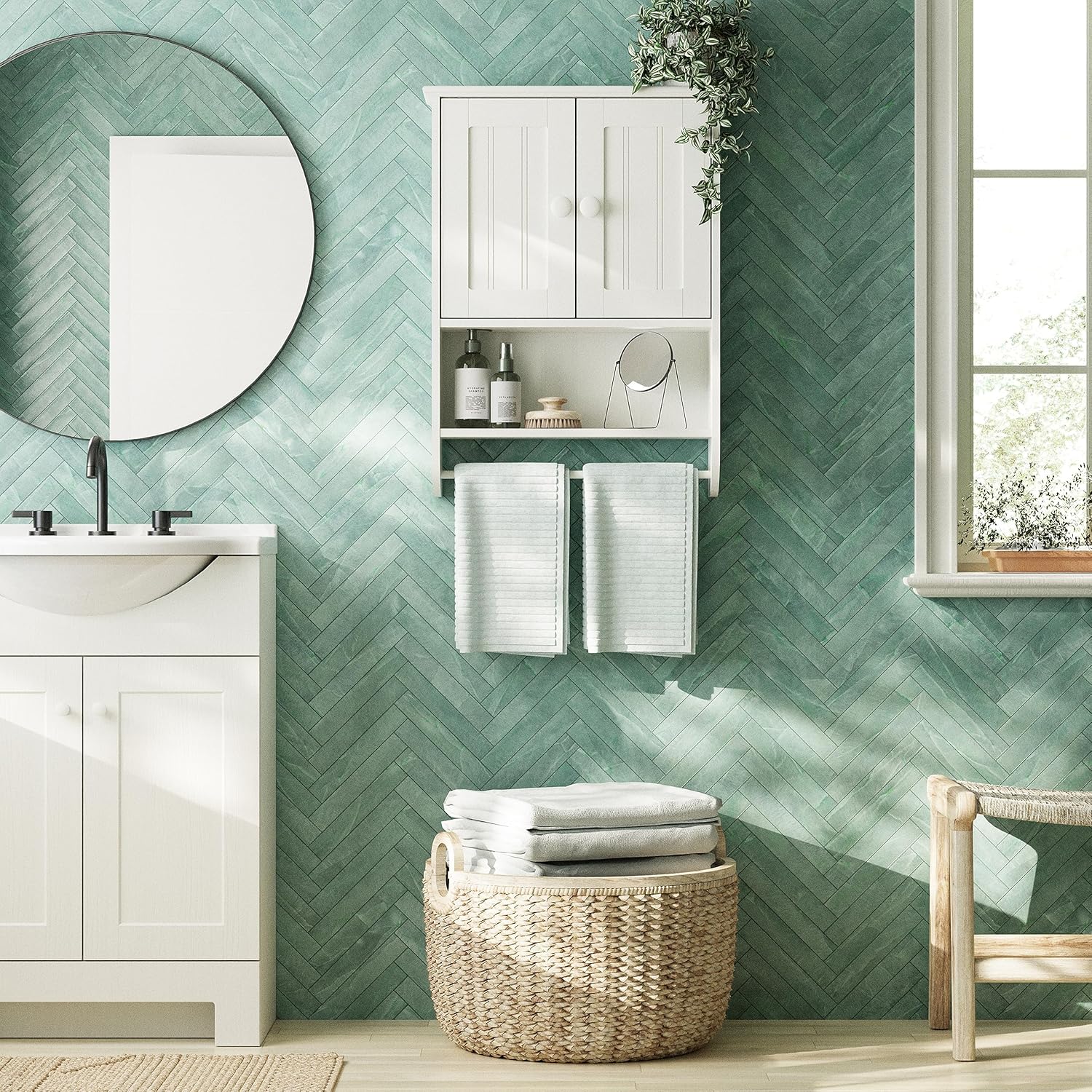 zenna home cottage, wall cabinet, white