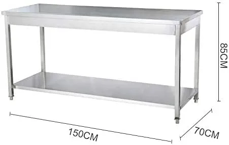 GRACE Stainless Steel Table for Prep & Work 3 Size Commercial Heavy Duty Table with Undershelf and Backsplash for Restaurant, Home and Hotel (S/S WORK TABLE SQUARE TUBE WITHOUT BACK, 150CM*70CM*85CM)