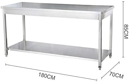 GRACE Stainless Steel Table for Prep & Work 3 Size Commercial Heavy Duty Table with Undershelf and Backsplash for Restaurant, Home and Hotel (S/S WORK TABLE SQUARE TUBE WITHOUT BACK, 180CM*70CM*85CM)