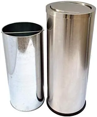 GRACE KITCHEN Hotel Lobby Standing Stainless Steel Round Swing Top Lid Trash Bin,30L