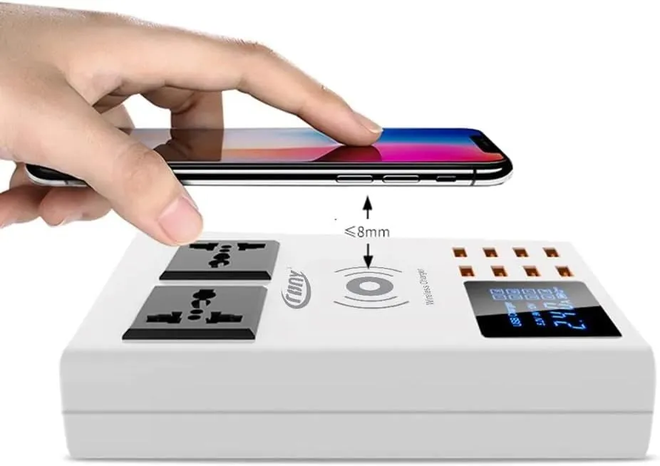 Smart Wireless Charging 8USB Port With Screen Display Support Wireless High Speed Charging