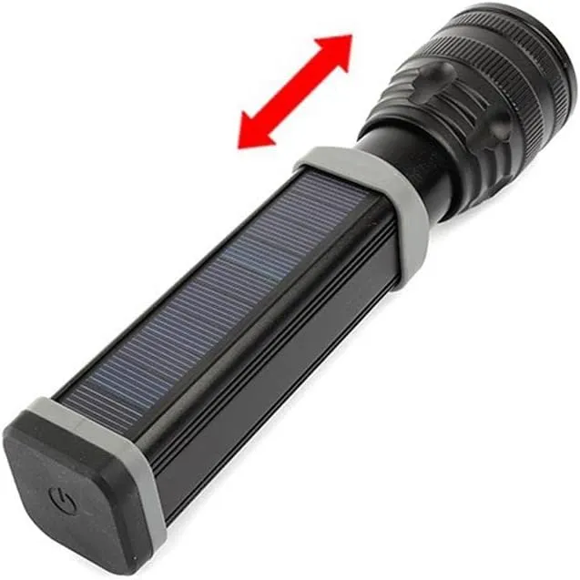 CRONY W562 Solar USB charging multi-function flashlight Telescopic focusing outdoor waterproof strong flashlight