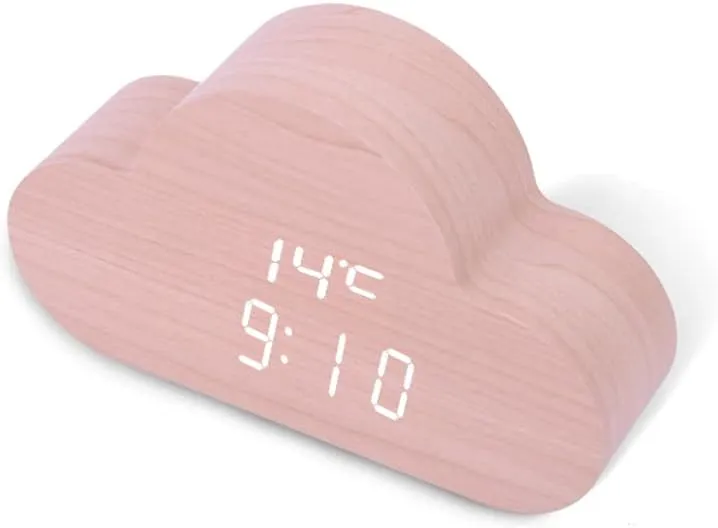 CRONY Three Clouds Clock Voice Control Children Cloud Led Alarm Clock Indoor Temperature Two Display Mode Led Light Adjustable Clock