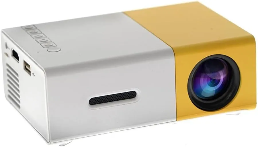 CRONY YG300 LED Projector 400-600 Lumens 320 x 240 Pixels 1080P Home Media Player With Remote Control and HDMI Cable-Yellow