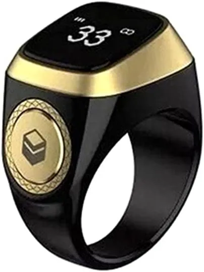 E01 Smart Tasbih Zikr Ring, Muslim Prayer, Prayer timing reminder, OLED display, Tasbih Counter, Smart Ring, Wearable Technology, Waterproof Black 22mm, E0120BK, 22mm