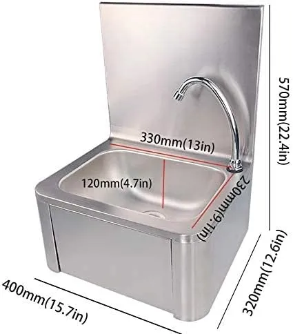 GRACE KITCHEN Steel Stainless Small Wall Mounted Knee Operated Sink