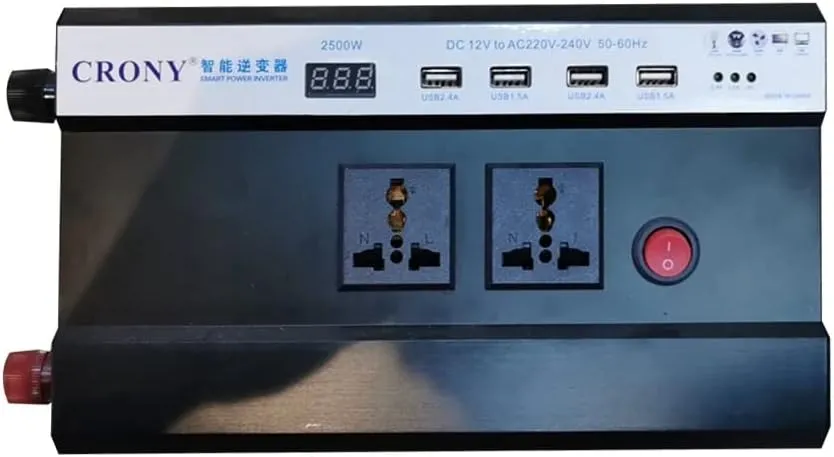 Car Inverter 2500W with Display Screen Car Power Inverter Dc12V To 220V-240V Ac with 4 USB Ports Multi-Protection Car Charger Adapter