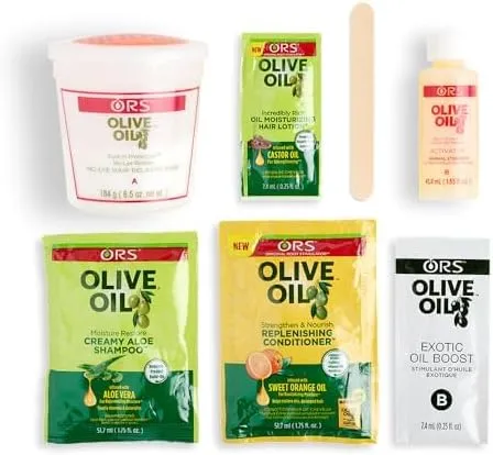 ors olive oil no lye hair relaxer kit: extra strength | built in protection for coarse, resistent hair textures | get smoother, silky & softer hair