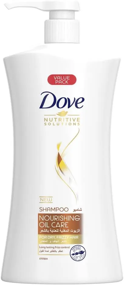 dove shampoo for frizzy and dry hair, nourishing oil care, nourishing care for up to 100% smoother* hair, 1000ml