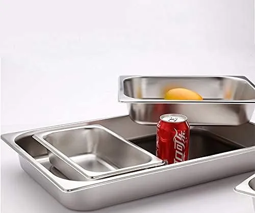GRACE GN Pans Stainless Steel Steam Table Chafer Pans1/1 1/2 1/3 1/4, 65mm 100mm 150mm 200mm (1/1, 65MM)
