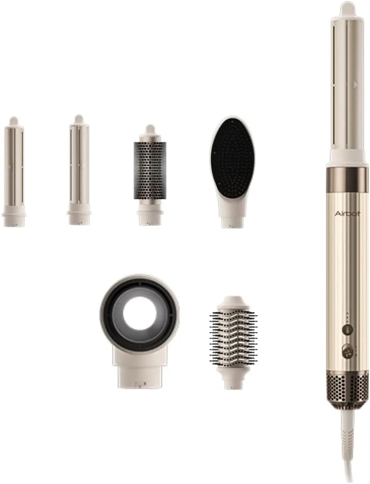 airbot hyperstyler &dryer hair straightening set with styler and wrap, professional hair tools for curly hair, gold.