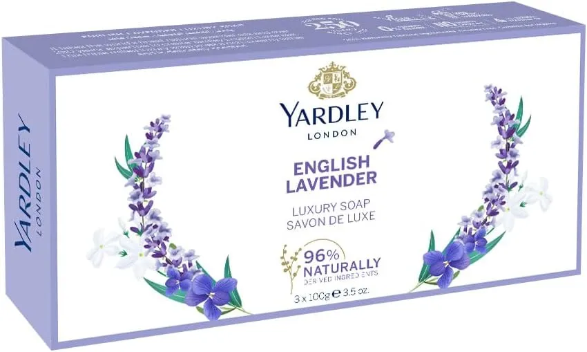 yardley london english lavender soap, long lasting, rich and creamy lather, beautiful scented fragrance, lavender colour, 100 gm , pack of 3