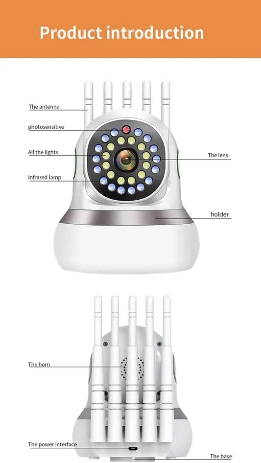 TC50 Wireless Security Camera, 2MP 720P HD, 355° Horizontal & 120° Vertical Pan/Tilt, Two-Way Audio, Motion Detection, Waterproof, IR Night Vision, WiFi with Powerful Antennas, App Controlled