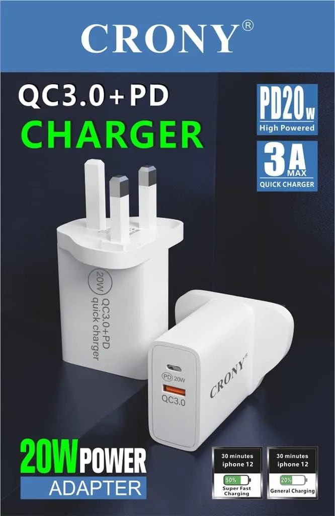CRONY Cr-004 Pd20W+Qc3.0 Fast Charger