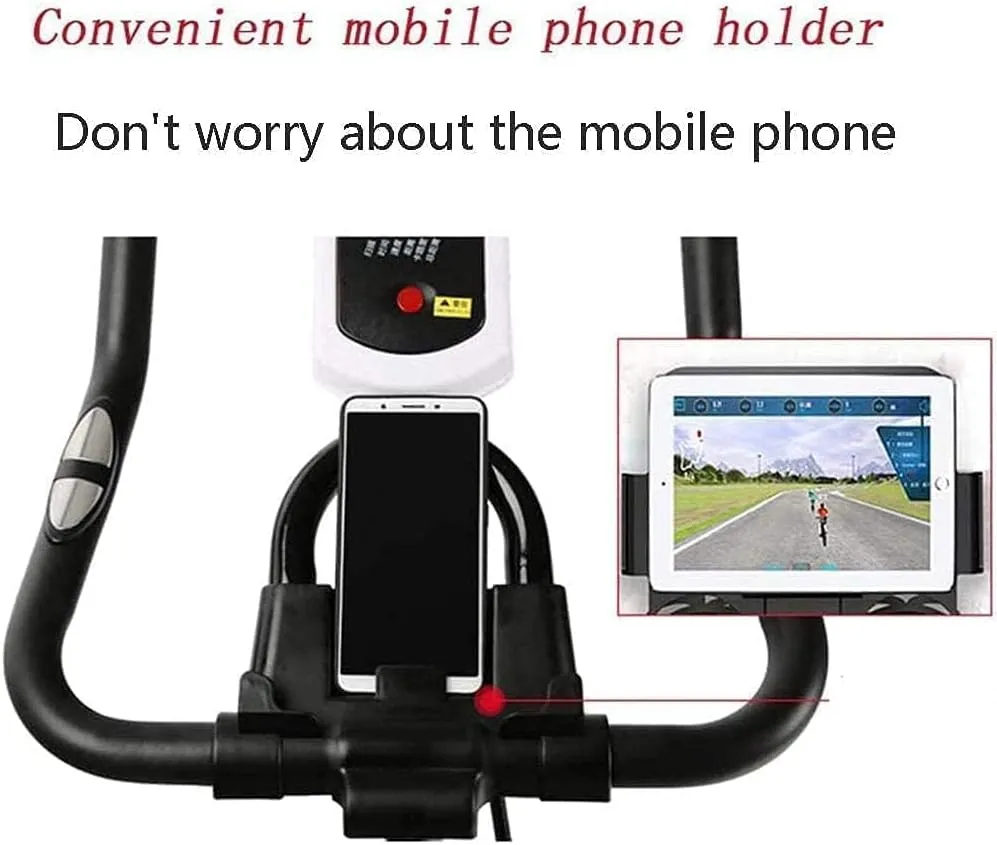 coolbaby exercise bikes, indoor stationary bikes for home workout, quiet belt drive with lcd monitor & professional seat & mobile phone stand,suitable for home hym exercise red+black