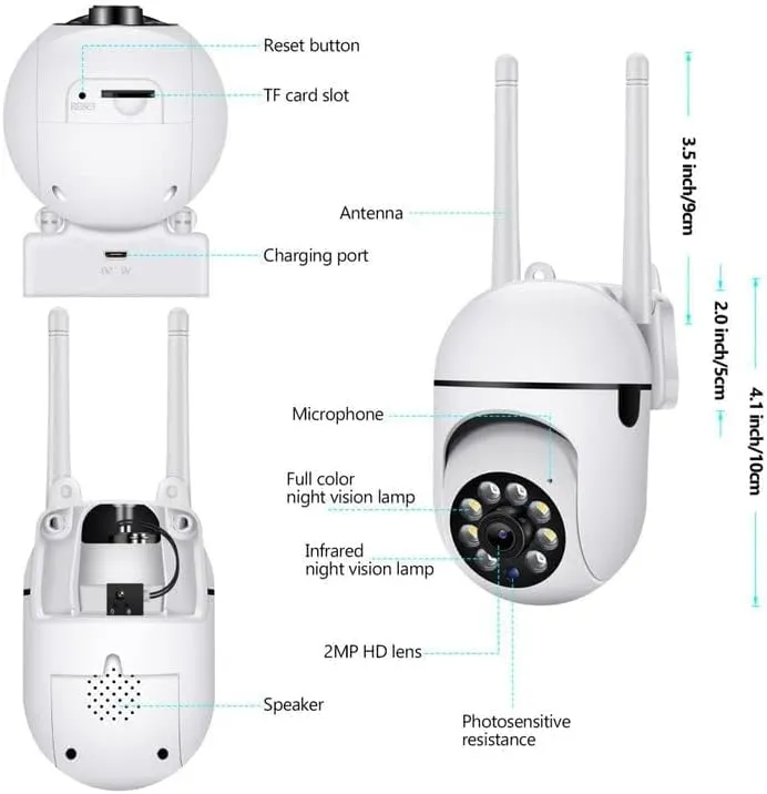 CRONY Nip-27 V380 App 1080P Full Color Wireless Camera Hd Ip Wireless Cctv Camera Waterproof Outdoor Wifi Cctv Security Cameras White 13.5 * 10.5 * 10