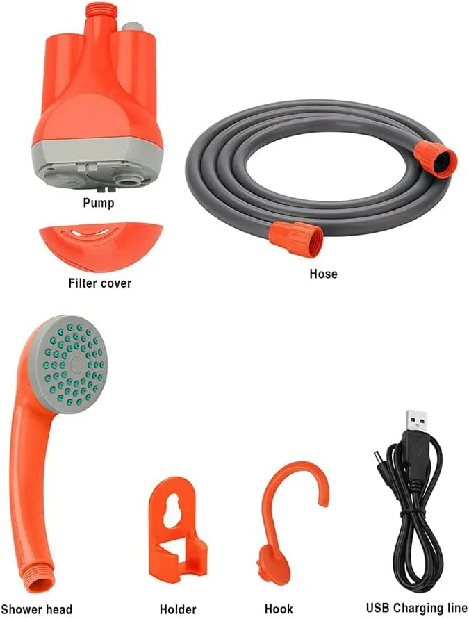 CRONY SH-410 portable shower nozzle Portable Outdoor Shower Battery Powered Compact Handheld Rechargeable Camping Showerhead