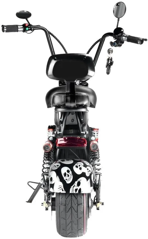 CRONY Small Harley two seat big tires with BT 1000w 60KM/H high power two wheels adult electric scooter motorcycle | UK FLAG