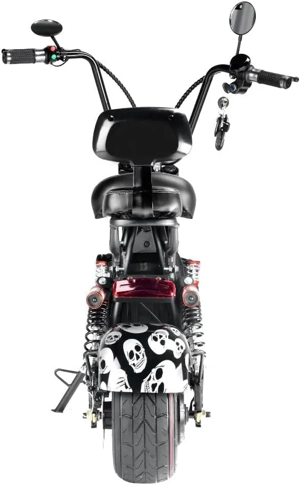 CRONY Small Harley two seat big tires with BT 1000w 60KM/H high power two wheels adult electric scooter motorcycle | Black