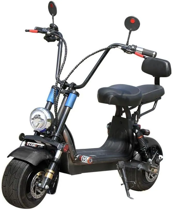 CRONY Small Harley two seat big tires with BT 1000w 60KM/H high power two wheels adult electric scooter motorcycle | Black