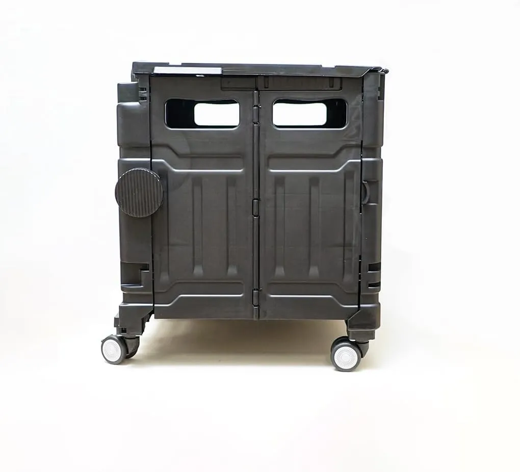 CRONY 75L Portable Secure Lid Folding Shopping Cart（Black）