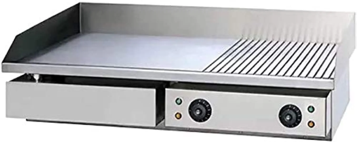 GRACE KITCHEN Electric Griddle Commercial Counter Top Stainless Steel Hot Plate Grill Fried Pans Burger Bacon Egg Fryer