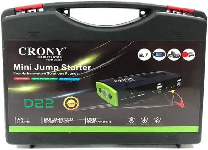 CRONY D22 Multi-Function Car Jump Starter & Power Bank – Mini Jump Starter, Built-In LED, Circuit Protection, Mobile Charger