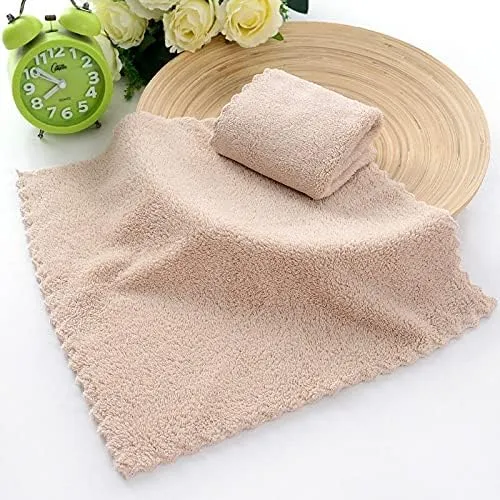 kastwave ultra soft premium washcloths set 12 x 12 inches 24 pack quick drying highly absorbent coral velvet bathroom (khaki, 12 x 12 inch)