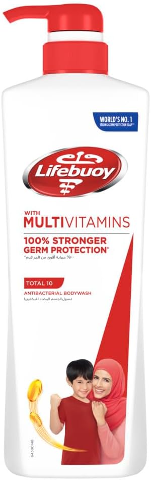 lifebuoy antibacterial body wash, total 10, for 100% stronger germ protection and hygiene, 700ml