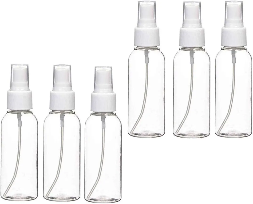 gjt 2oz/50ml plastic spray bottles,gjt plastic spray clear empty fine mist plastic mini travel bottle set bottles refillable liquid containers 6 pack