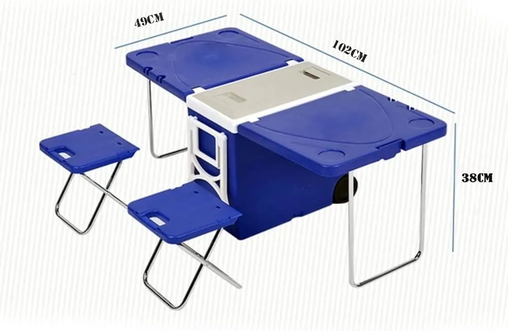 CRONY 28L Two-Chair Plastic Incubator With Desk And Chair Multi-Function Picnic Table With Cooling Incubator | Blue