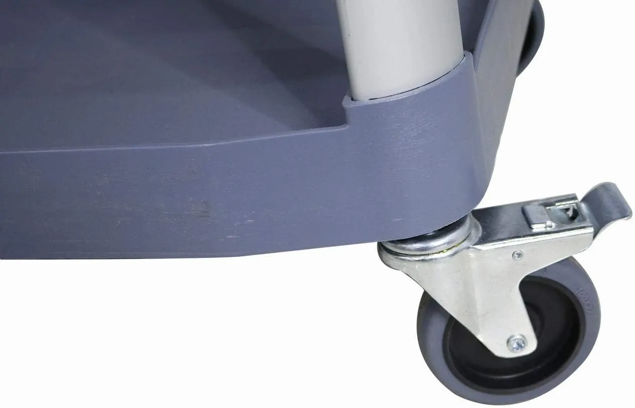 GRACE KITCHEN 3 Tiers PVC Service Trolley Utility Cart with Side Buckets/Dish Collecting Dining Trolley