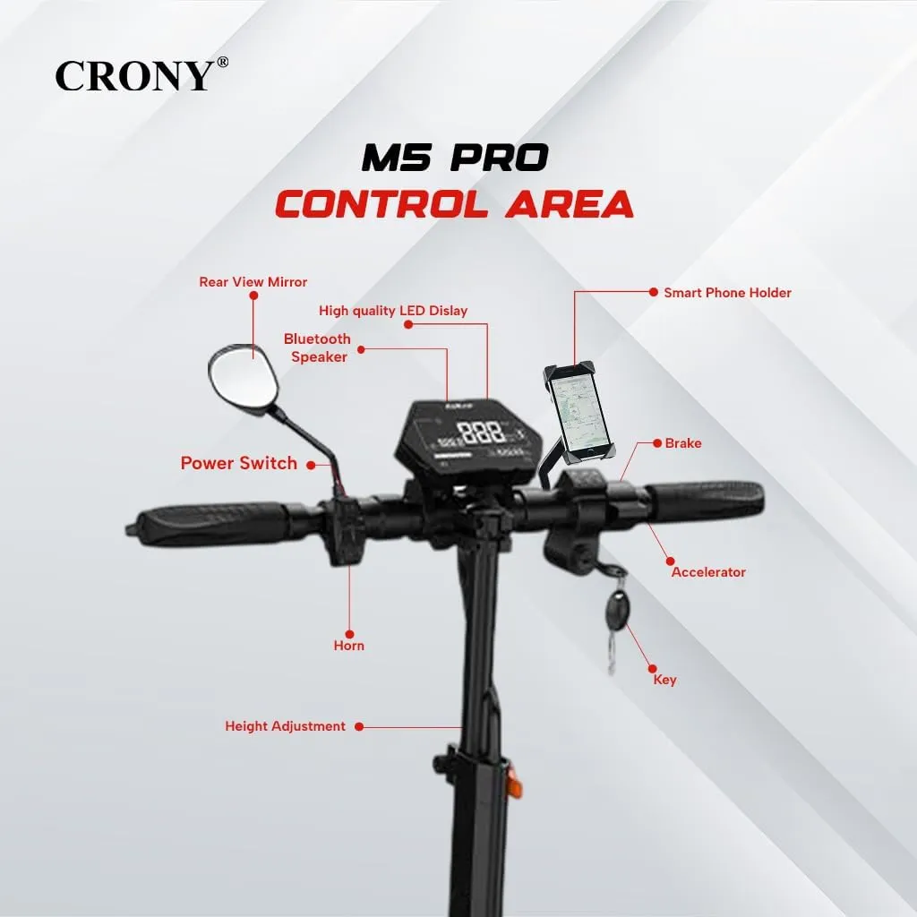 M5 Pro High-Speed Electric Scooter Up to 80 km/h, 10-inch Wide Tires, Mobile Phone Holder, Bluetooth Speaker, Rear Luggage Box, Rearview Mirrors, Dual LED Headlamps, IPX4 Waterproof, App Connectivity