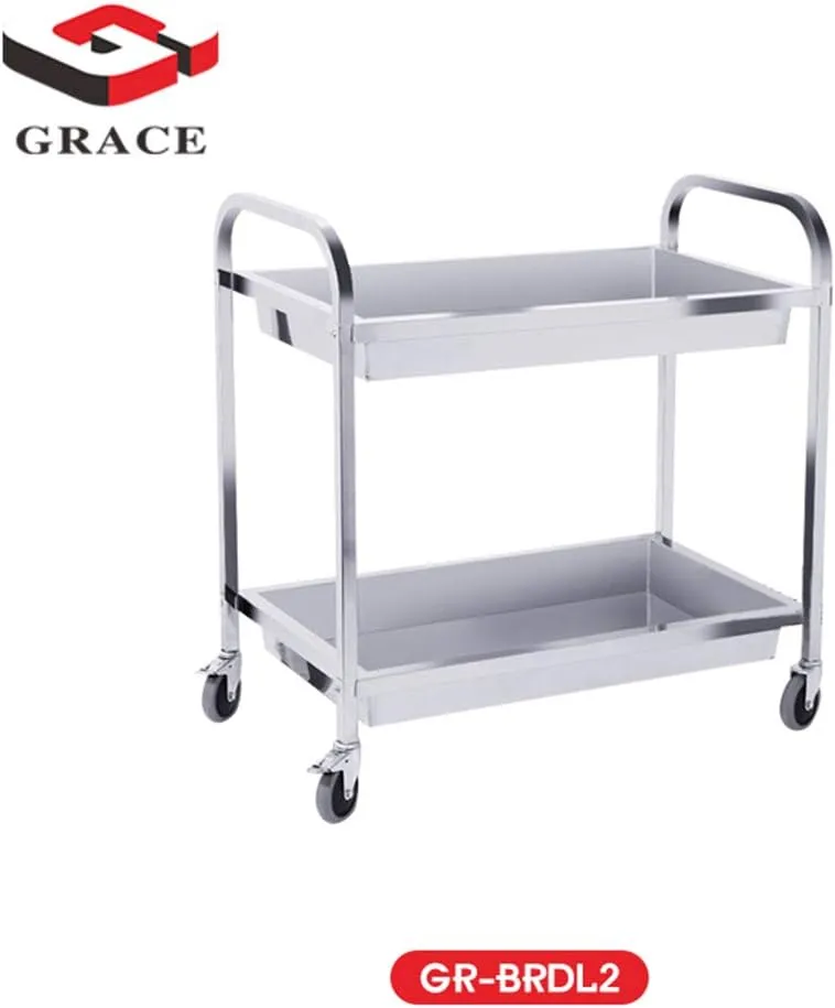 GRACE KITCHEN Stainless Steel 2 Layers Trolley And Food Cart With Wheels